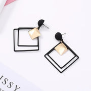 Geometric Marble Stud Round Earrings