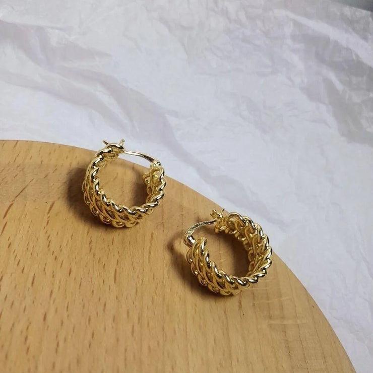 Gold Hoop Chain Earrings