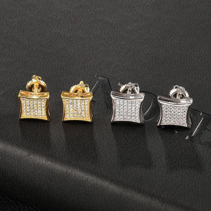 Hip Hop Zircon Square Stud Earrings