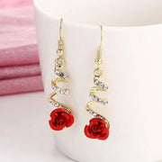 Red Rose Drop Earrings