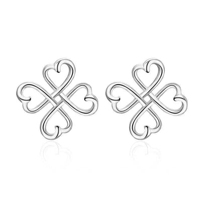 Celtics Loving Heart Clover Earrings Studs