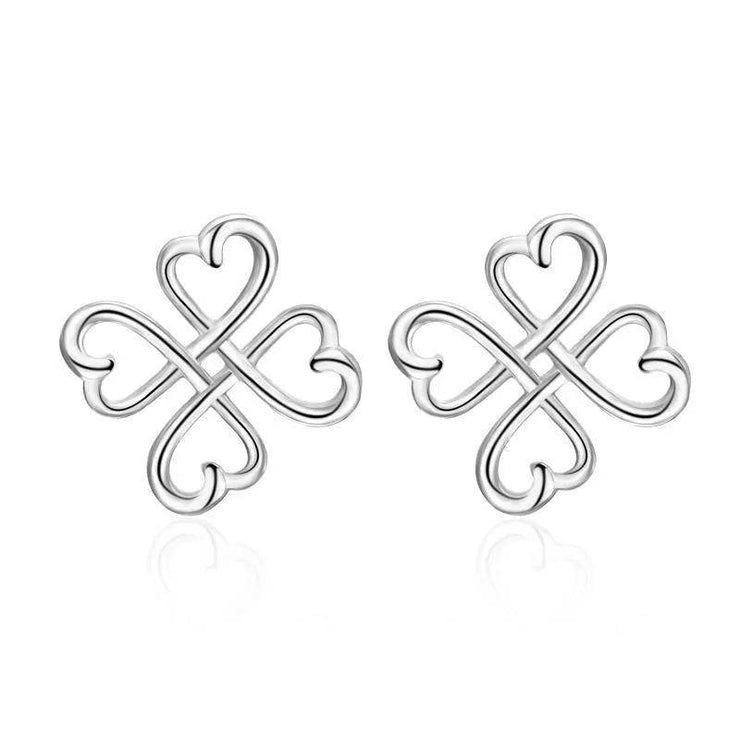 Celtics Loving Heart Clover Earrings Studs