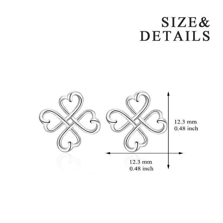 Celtics Loving Heart Clover Earrings Studs