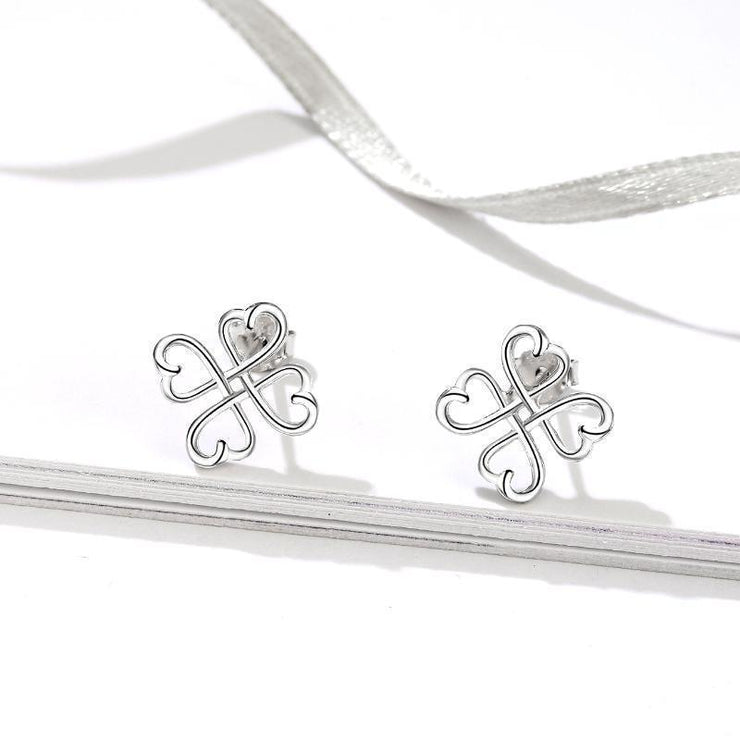 Celtics Loving Heart Clover Earrings Studs