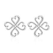 Celtics Loving Heart Clover Earrings Studs