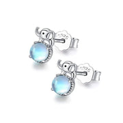 Moonstone Elephant Rainbow Stud Earrings