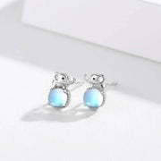 Moonstone Elephant Rainbow Stud Earrings