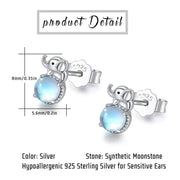 Moonstone Elephant Rainbow Stud Earrings