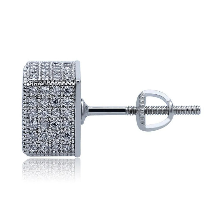 Men's Square Earrings With Zircon Diamonds