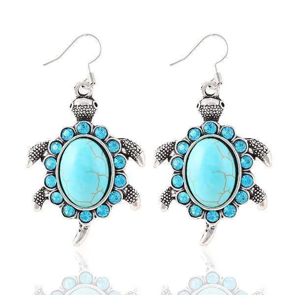 Beautiful Turquoise Turtle Stone Earrings