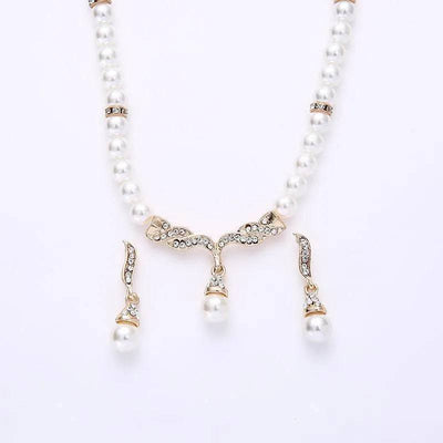 Angel Wing Pearl Necklace Earring Set