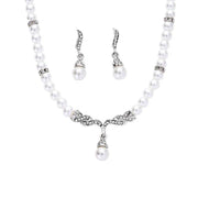 Angel Wing Pearl Necklace Earring Set