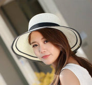 Sun Big Black Bow Foldable Straw Hat