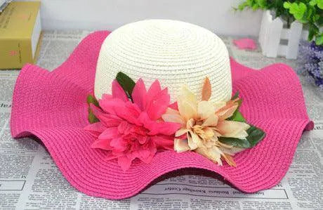 Women's Summer Big Brim Straw Flower Beach Hat