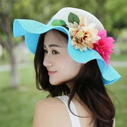 Women's Summer Big Brim Straw Flower Beach Hat