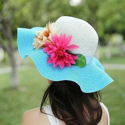 Women's Summer Big Brim Straw Flower Beach Hat