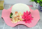 Women's Summer Big Brim Straw Flower Beach Hat