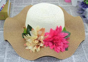 Women's Summer Big Brim Straw Flower Beach Hat