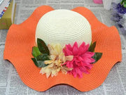 Women's Summer Big Brim Straw Flower Beach Hat