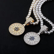 Compass Full of Zircon Hip Hop Pendant