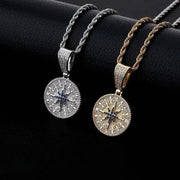 Compass Full of Zircon Hip Hop Pendant