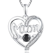 Mum Birthstone Heart Shape Pendant Necklace