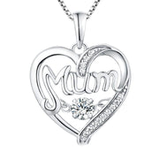 Mum Birthstone Heart Shape Pendant Necklace