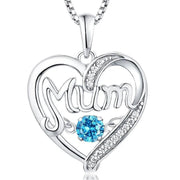 Mum Birthstone Heart Shape Pendant Necklace