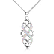 Sterling Silver Irish Celtic Knot Opal Pendant Necklace