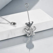 Sterling Silver Butterfly Heart Crystal Urn Necklace