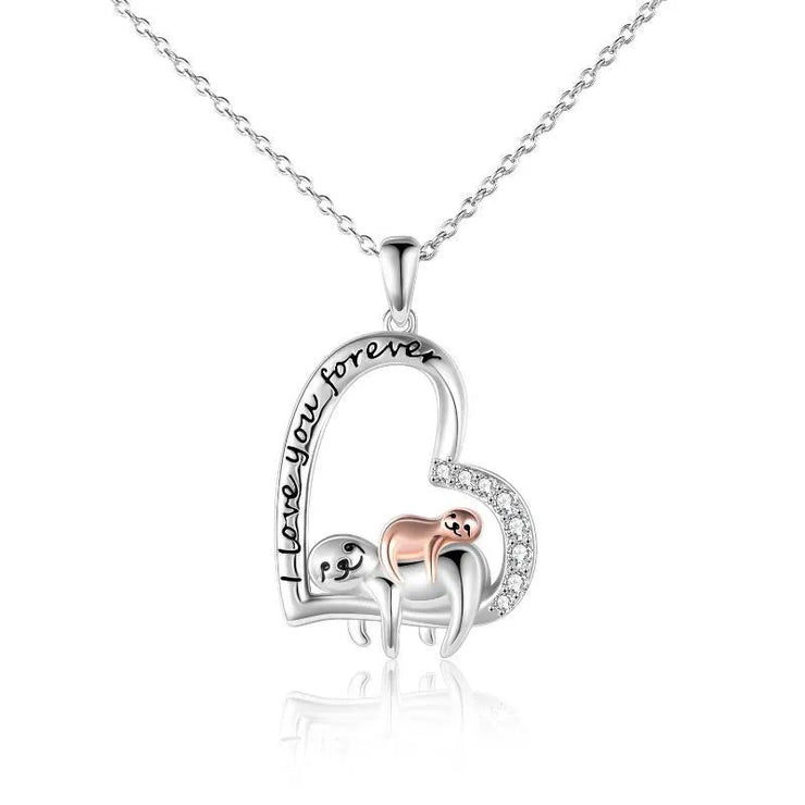 Sterling Silver Sloth "I love you forever" Necklace