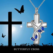 Butterfly Cross Urn Necklace