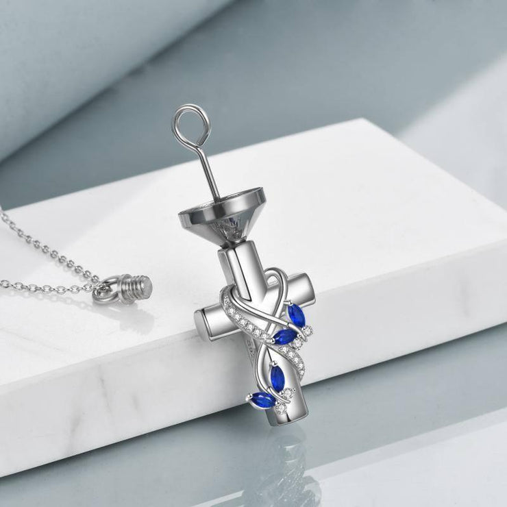 Butterfly Cross Urn Necklace