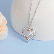 Sterling Silver Heart Cross Pendant Necklace