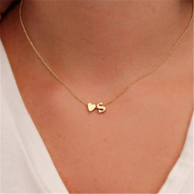 Dainty Heart Shaped Letter Necklace