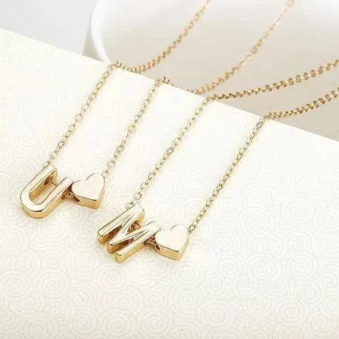 Dainty Heart Shaped Letter Necklace