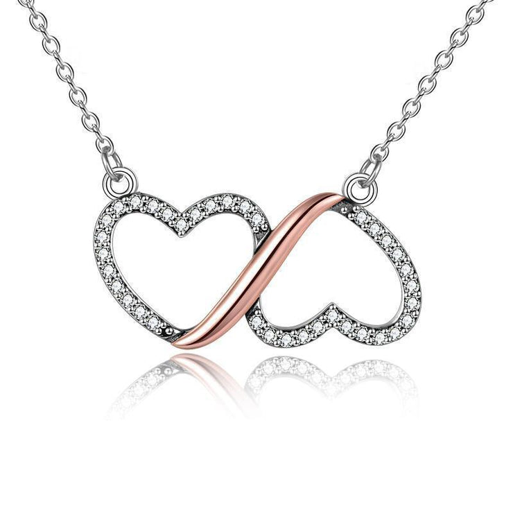 Dainty Infinity Love Double Heart Necklace