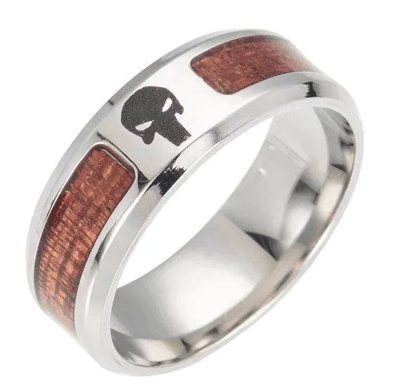 Mens Natural Wood and Metal Band