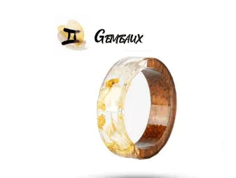 Resin and Wood Zodiac Sign Ring