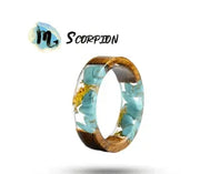 Resin and Wood Zodiac Sign Ring