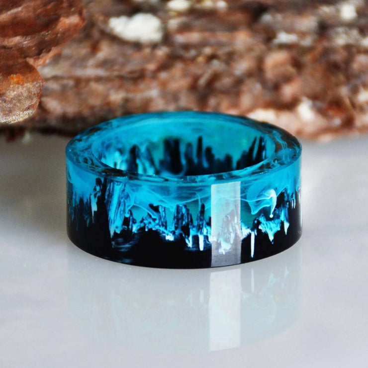 Blue Magic Forest Resin Ring