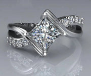 Line Simulation Diamond Engagement Ring