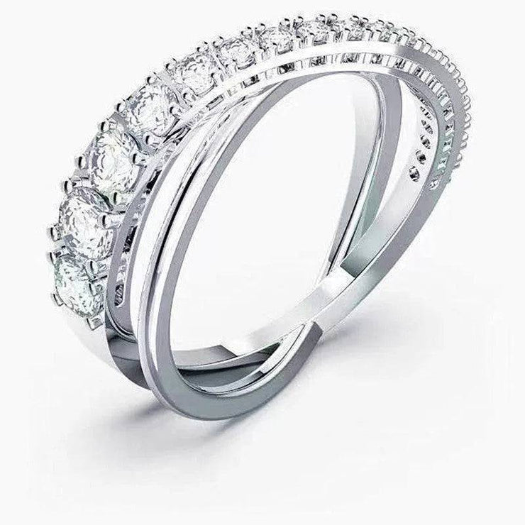 Crystal Twist Rows Band Ring