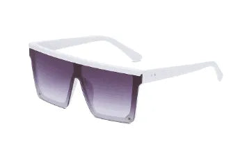 Oversized square fashion sunglasses with white frame and gradient dark lenses