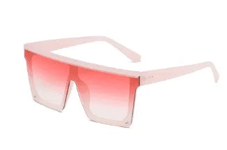 Oversized square fashion sunglasses with pink gradient lenses and light pink frame