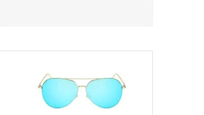 metal aviator sunglasses with blue mirrored lenses on white background