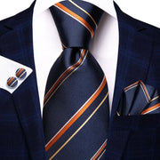 100% Silk Classic Tie with Pocket Square and Cufflinks Set