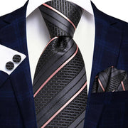 100% Silk Classic Tie with Pocket Square and Cufflinks Set