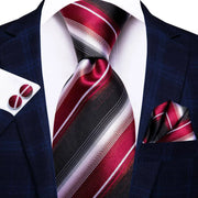 100% Silk Classic Tie with Pocket Square and Cufflinks Set