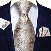 100% Silk Classic Tie with Pocket Square and Cufflinks Set